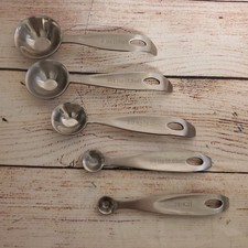 Lot Of 5 Amco Measuring Spoons 18-10 Stainless Steel Nesting Bent Ends