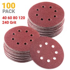 125mm - 5" 8 Hole Sanding Discs 40 60 80 120 240 320 Grit Orbital Sander Pad UK