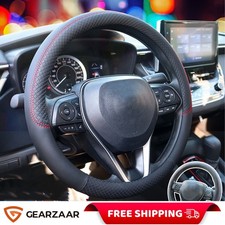Black Auto Car Steering Wheel Cover 15" 38cm Universal Leather Anti Slip Luxury