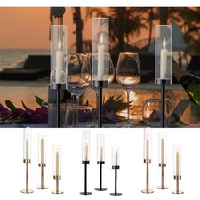Set of 3 Candlestick Holders Tall Glass Candlestick Centerpieces Wedding Dinning