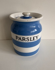 T.G.Green Cornishware Small 'PARSLEY' Spice Jar - 3.5" - with lid