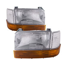 Headlights Pair Fits 92-1996 Ford F150/ 92-97 F250/ 1992-1996 Bronco 6-Piece
