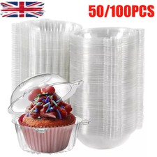 100X Plastic Cupcake Muffin Single Cup Cake Holder Boxes Pods Domes Cases Set