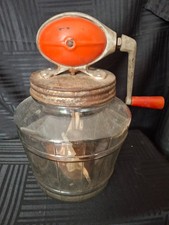 Daisy Butter Churn with Rare Ribbed Glass No 4 Red