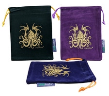 Cthulhu Dice Bag Pouch Faux Felt Lined Premium Green Blue Purple 12x15cm DND RPG