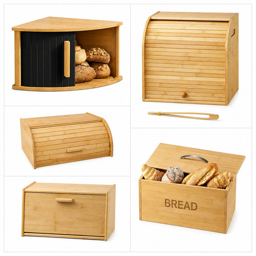 Bamboo wooden bread bin loaf - bamboo,