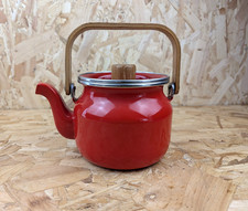 Vintage red enamel teapot - red,