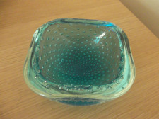 Murano Bullicante Bubble Glass Bowl  Sommerso