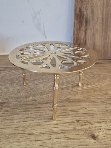 Vintage solid brass trivet - vintage,