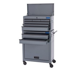 SGS Mechanics 8 Drawer Tool Box Chest w/ Roller Cabinet Handles Hooks Tough Grey