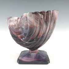 Victorian 1890's Malachite / Slag Glass Nautilus Shell Vase