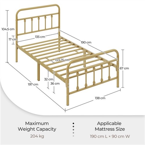 Single metal bed - single, frame