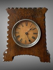 Edwardian Oak Clock Mechanical HAC?  Castle Shape - Super -  Working