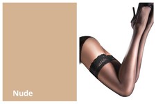 Aristoc Sensuous Lace Top NUDE 10 Denier Hold Ups Stockings UK M