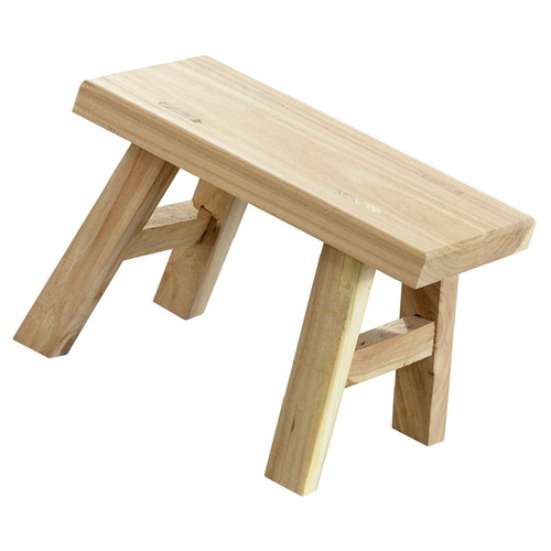 Khaki wooden step stool - wooden,