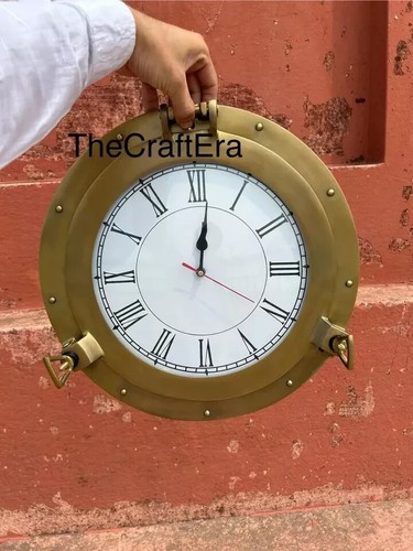 Brass porthole clock - 12, '