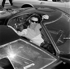 Shelby test driver Ken Miles drives a Ford GT40 RACING OLD PHOTO