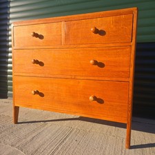 Vintage 1949 George VI Stamped Oak & Veneer Chest of 4 Drawers - Military