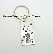 Tardis - A Whovian must have! Hand Stamped Aluminum Key Chain.