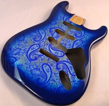 Strat Stratcaster Guitar Body 3pcs North American Alder Blue Paisley SSS ≦ 2.0kg