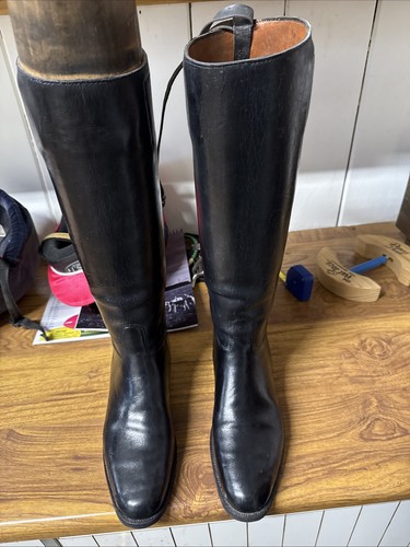 Black leather hunting boots - leather,