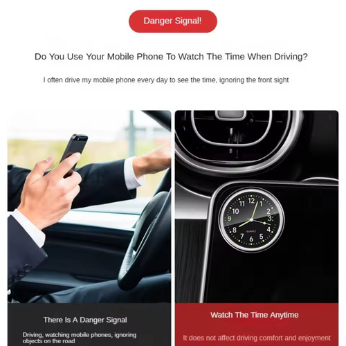 Mini quartz car clock luminous - car,