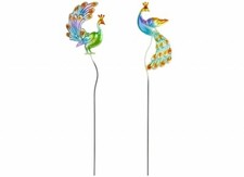 2 x Metal Peacock on Stakes
