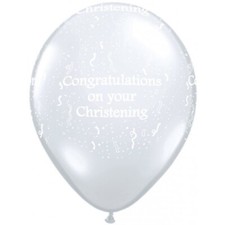 Qualatex 16" Round Latex Balloons - Congratulations on your Christening x10