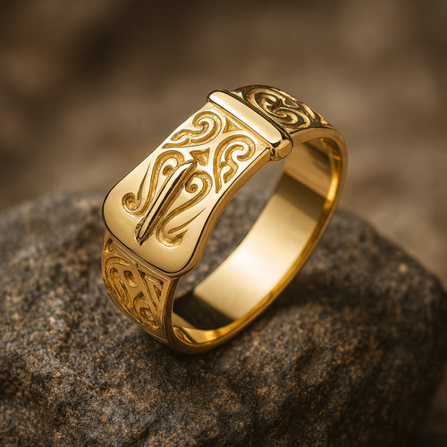 Men patterned buckle ring - men's,
