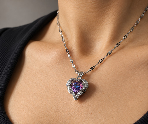 Purple stainless steel heart - purple,