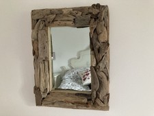 Wooden DRIFTWOOD Wall Mirror Rectangular Rustic Nautical 44cm Handmade FairTrade