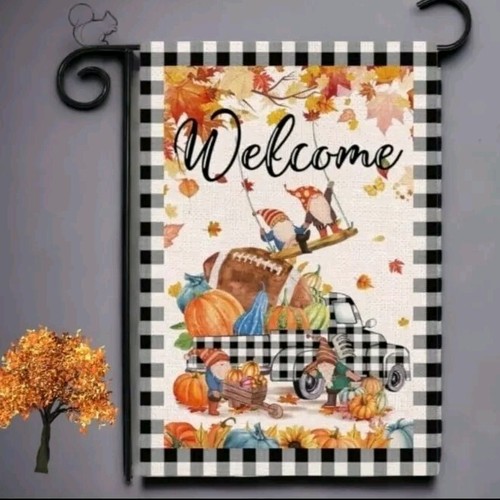 Fall gnome garden flag - gnome,