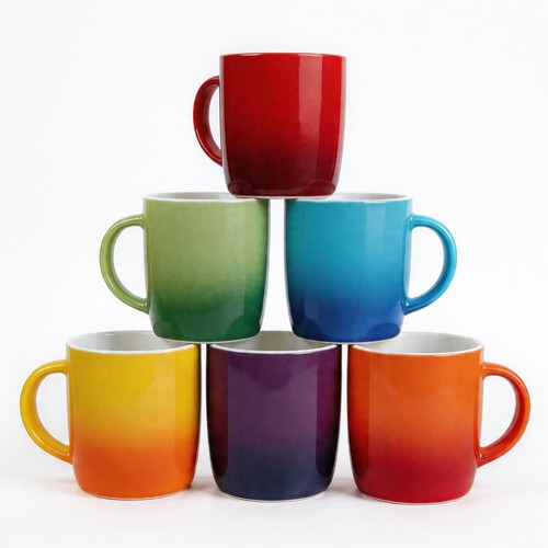 Multi coloured stoneware - multi-coloured, mugs