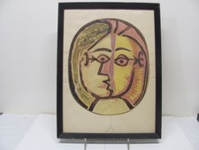 PABLO PICASSO CERAMIC PLATE FACE Litho 1957 PRINT FRAMED SKIRA 15.5 h x 12"w