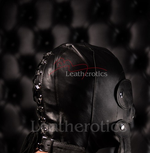 Slave leather mask hood head - slave,