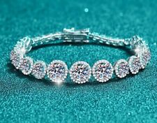 11ct White Gold Bangle Bracelet Diamond Test Pass Lab-Created VVS1/D/Excellent