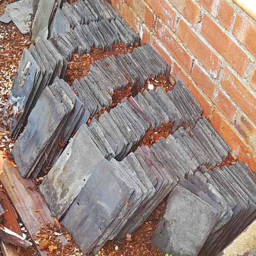 Grey rectangular slate - slate, roof