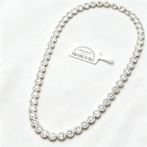 Luxury silver tennis necklace - silver,