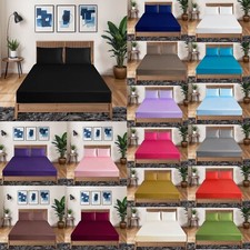 3Pcs Luxury Silk Satin Fitted Sheet 40cm Deep Mattress Cover Double & Pillowcase