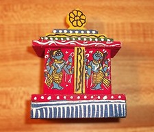 Vintage Handmade Miniature Wooden Jagannath Temple Traditional Hindu Puja Ritual