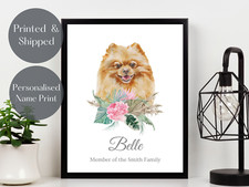 Personalised Pomeranian Art Print, A4 custom dog portrait, UNFRAMED wall decor