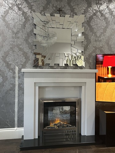 White marble fireplace - white,