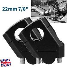 Black 7/8" &22mm Handlebar Bar Mount Clamp Riser Risers For Motorcycle Suzuki UK