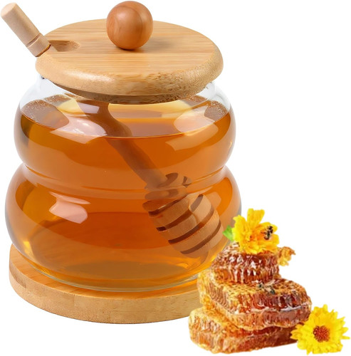 Glass honey jar with wooden - honey,