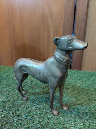 Brass greyhound statue - greyhound,