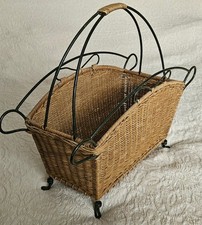 Large Vintage Wicker & Wire