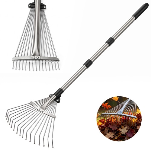 Adjustable leaf rake 8 ft - leaf, rake,