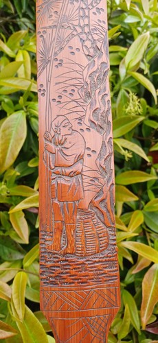 Antique carved bamboo - carved, double