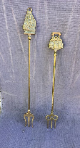 Vintage brass toasting - vintage, forks
