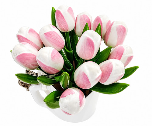Wooden tulips bouquet pink